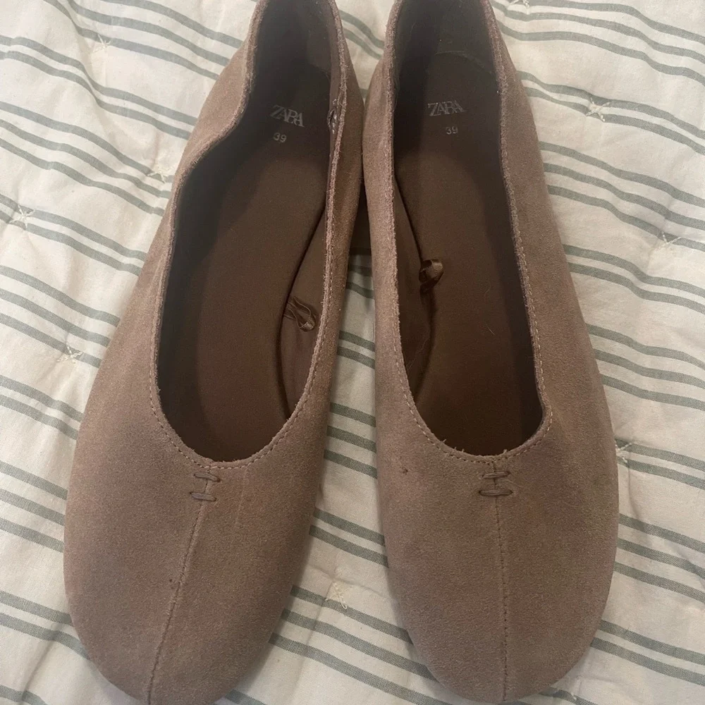 Zara Taupe Suede Loafers - Picture 2 of 7